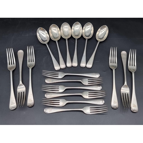 583 - A part set of silver Old English pattern cutlery for six, by Goldsmiths & Silversmiths Co Ltd, L... 