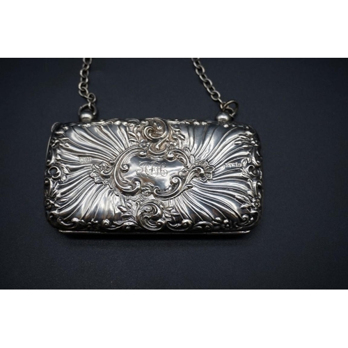 603 - An Edwardian silver purse, by William J Holmes, Birmingham 1906, 9.5cm.