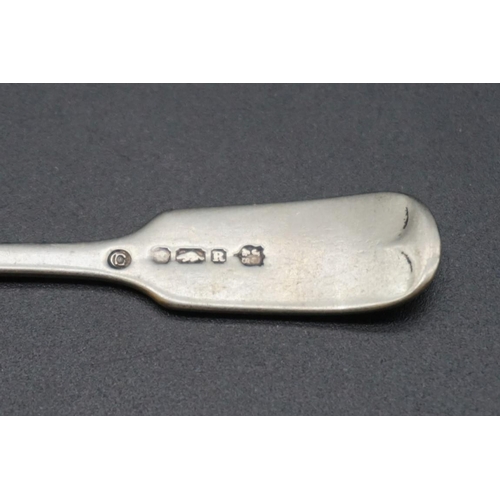 619 - A silver cigarette box; together with five Victorian and Georgian silver fiddle pattern teaspoons; a... 