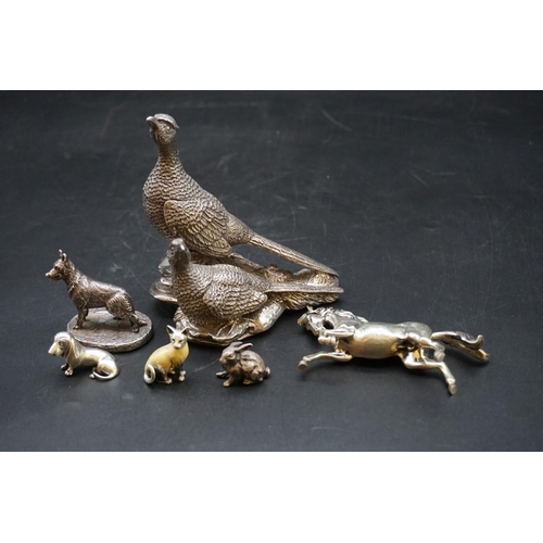 620 - Five .925 silver animals and birds; together with a white metal model of a horse. (6)... 