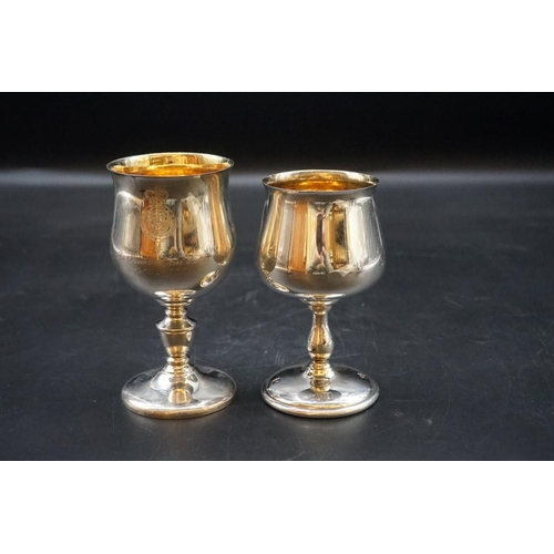 622 - A pair of silver 'Royal Silver Wedding' commemorative goblets, by A T Cannon Ltd, Birmingham 19... 