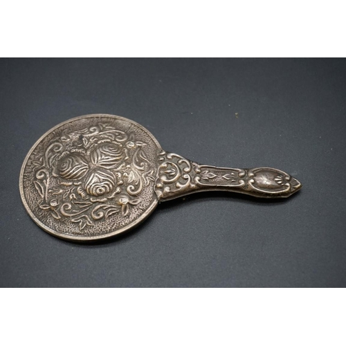 649 - A white metal bowl, stamped 925; together with other silver items, 72g weighable; and a miniature me... 