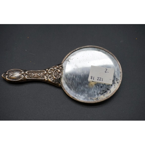 649 - A white metal bowl, stamped 925; together with other silver items, 72g weighable; and a miniature me... 