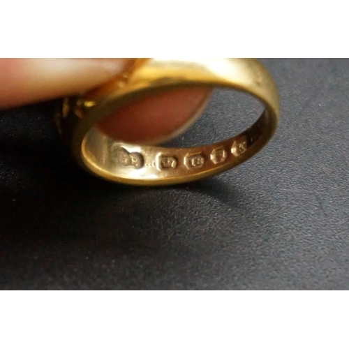 675 - A Victorian 18ct gold gypsy ring set three old cut diamonds, hallmarked London 1885, size N, gross w... 