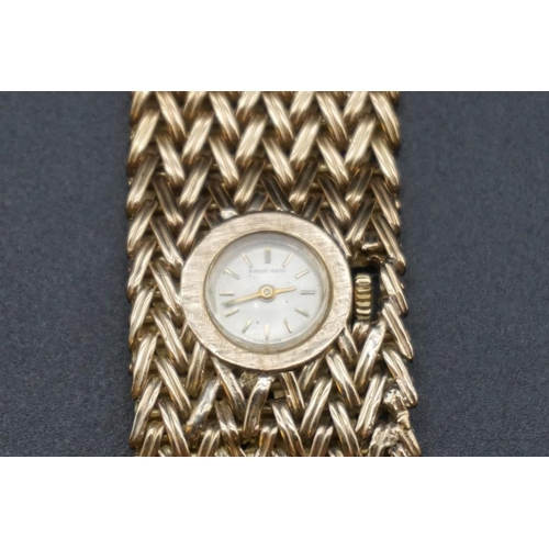 719 - An impressive circa 1970 Bueche-Girod yellow metal mesh bracelet watch, manual wind, with 10mm ... 