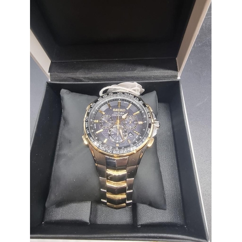A Seiko Coutura SSG010P9 two tone chronograph bracelet watch, Ref W2537,  boxed, with guarantee bookl