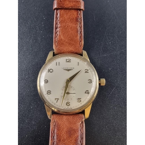 973 - A circa 1962 Longines 9ct gold manual wind wristwatch, 33mm, import mark London 1962, cal 232, Seria... 