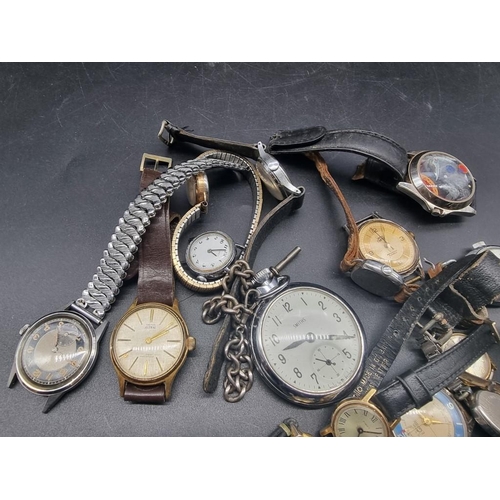 999J - A quantity of vintage pocket and wristwatches, by Timex; Services and Smiths. (17)