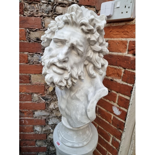 1088 - WITHDRAWN FROM SALE:A painted plaster classical bust and column, total height 142cm high.... 