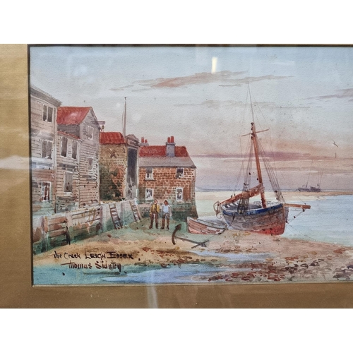 1134 - Thomas Sidney, 'The Creek, Leigh, Essex', signed and titled, watercolour, 24.5 x 69cm.... 