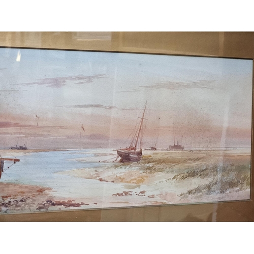 1134 - Thomas Sidney, 'The Creek, Leigh, Essex', signed and titled, watercolour, 24.5 x 69cm.... 