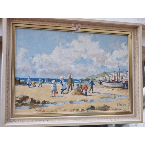 1136 - Eileen Bushby, 'Victorian Holiday', signed, labelled verso, oil on board, 39.5 x 49.5cm; together wi... 