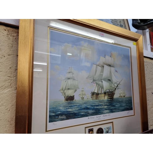 1141 - Barry G Price, 'The Victory's Approach - Trafalgar 1805', signed and numbered 30/1805, colour print,... 