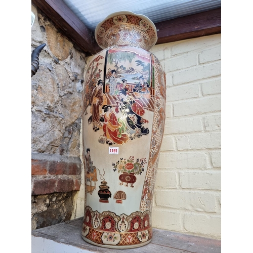 1191 - An oversized Japanese Satsuma pottery vase, 82.5cm high.