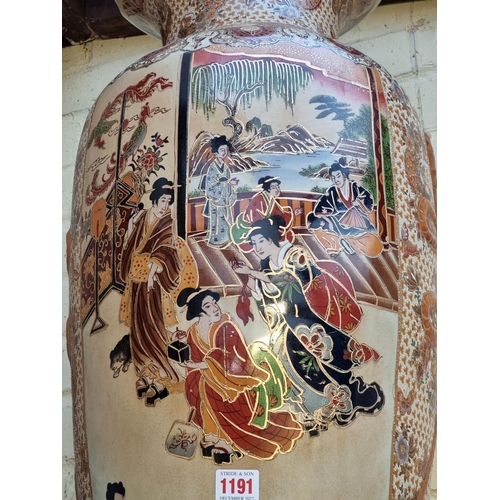 1191 - An oversized Japanese Satsuma pottery vase, 82.5cm high.