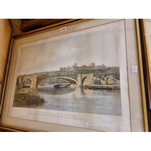 1705 - After T Picken, 'The Victoria Bridge, Windsor', colour lithograph, I.34 x 54cm; together with a... 