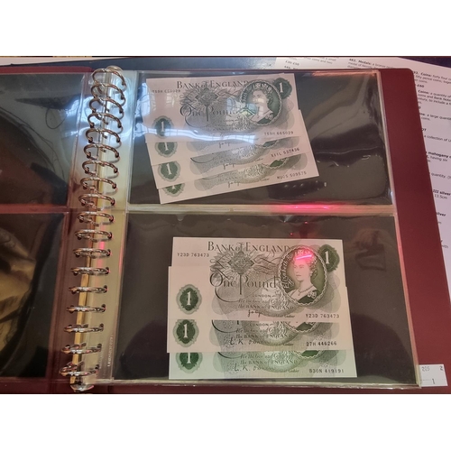 474 - Banknotes: a folder of UK and British Armed Forces notes, to include two Beale one pound notes, (the... 