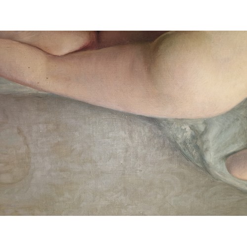 1677 - Paul Sieffert, reclining female nude, signed, further inscribed and numbered 391 verso, oil on canva... 