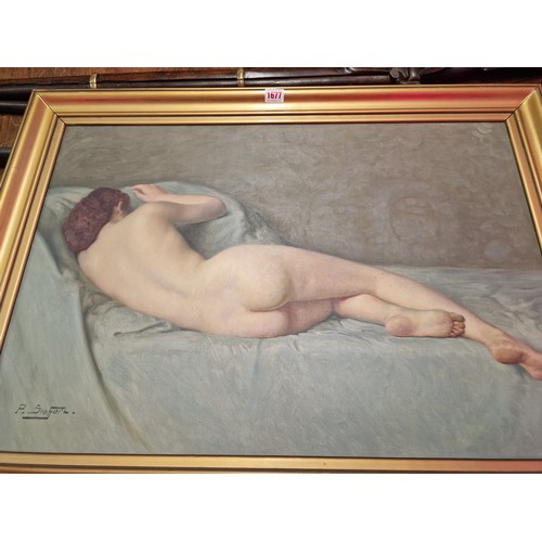 1677 - Paul Sieffert, reclining female nude, signed, further inscribed and numbered 391 verso, oil on canva... 