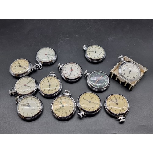 999G - Ten vintage Smiths open face stem wind pocket watches.