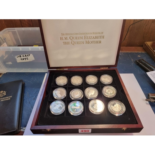 490 - Coins: thirty six 'HM Queen Elizabeth The Queen Mother' silver proof coins, each with certificate, i... 