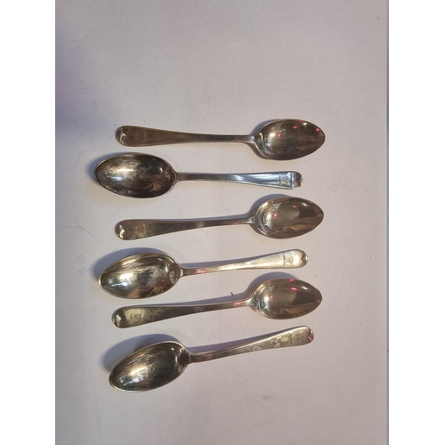 570 - A set of six Edwardian Scottish silver Old English pattern teaspoons, by Hamilton & Inches, Edin... 