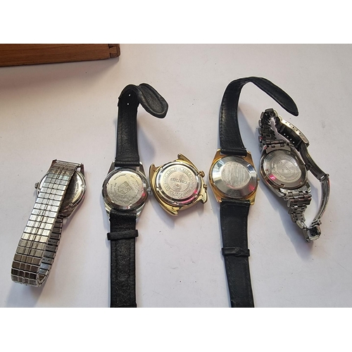 998B - Five various vintage wristwatches, comprising: an Oris Super; a Seiko Bell-Matic; a MYR Prima and tw... 