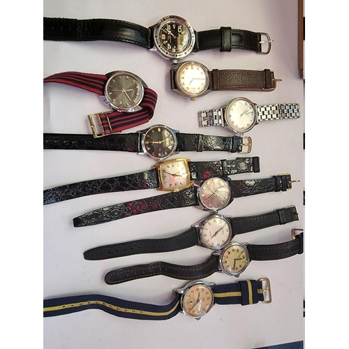 998H - Ten various vintage wristwatches; to include examples by Marvin; Oris and Helvetia.