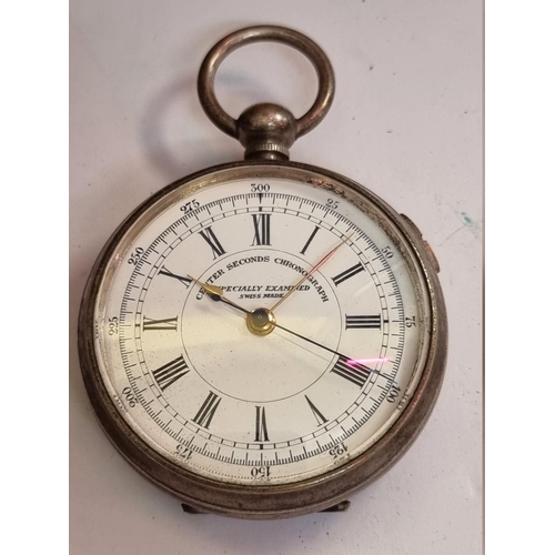 998R - An early 20th century Swiss centre seconds key wind open faced chronograph pocket watch, 56mm.... 