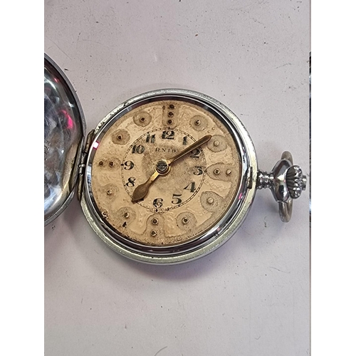 998S - A rare vintage RNIB Braille nickel plated hunter cased stem wind pocket watch, 49mm.... 