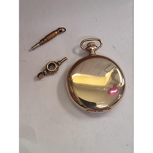 998T - A vintage Waltham gold plated stem wind hunter cased pocket watch, 50mm; together with an ornate gil... 