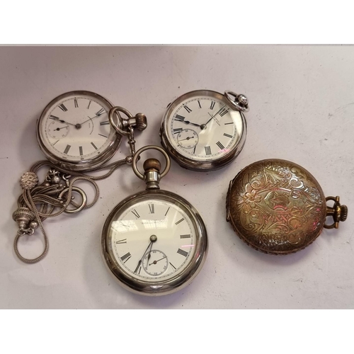 998W - Three various Waltham open face pocket watches; to include a silver and a .935 example; together wit... 