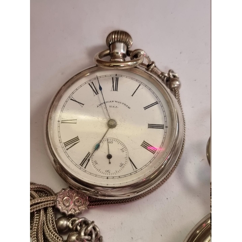 998W - Three various Waltham open face pocket watches; to include a silver and a .935 example; together wit... 