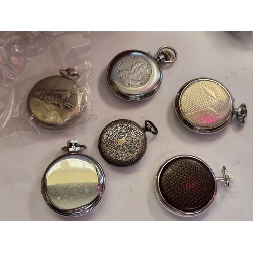 998X - Six various open face pocket watches; to include a Services Army example; and a .935 key wind exampl... 