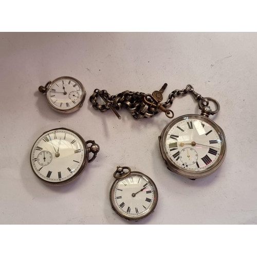 998Y - A silver open face key wind fusee pocket watch, by James Bennett, 49mm, No 2549, London 1840; togeth... 