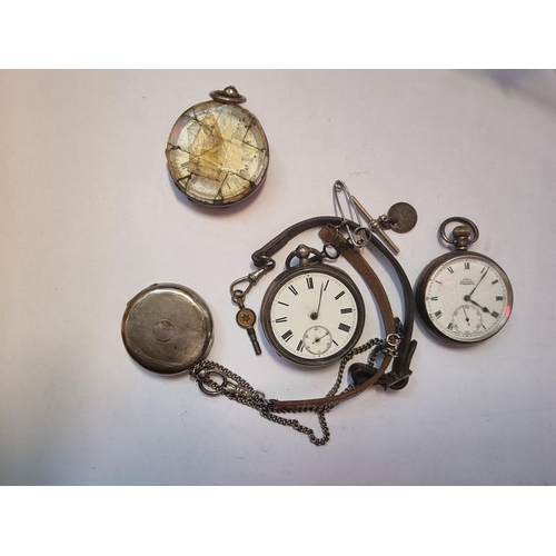 999D - Four various vintage silver and white metal open face pocket watches.