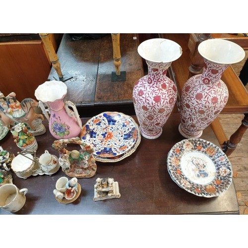 1016 - A collection of Victorian and later pottery and porcelain, (various damage).PLEASE NOTE THE TWO LARG... 