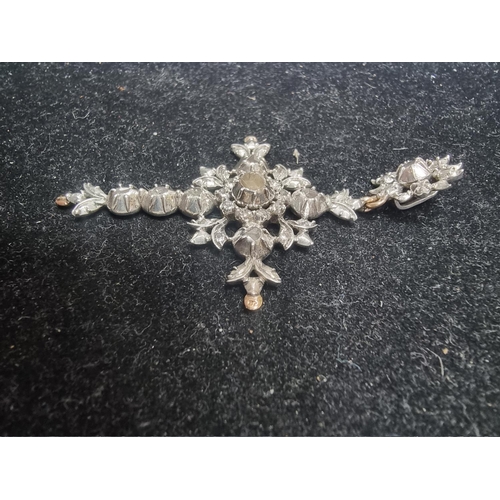 722 - A Georgian cross pendant, set 14 old rose-cut diamonds, the foiled back diamonds collet set, in unma... 