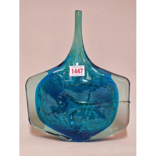 1383 - A large Mdina 'Fish Axe Head' glass vase, in the manner of Michael Harris, dated 1980, 28cm high; to... 