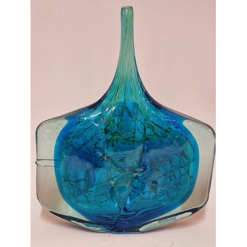 1383 - A large Mdina 'Fish Axe Head' glass vase, in the manner of Michael Harris, dated 1980, 28cm high; to... 