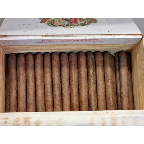 1487 - An incomplete box of twenty eight cigars, the box inscribed 'Romeo y Julieta, Cremas de ll Corte',&n... 