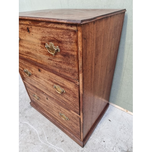 1022 - A George III mahogany three drawer chest, 75cm wide.