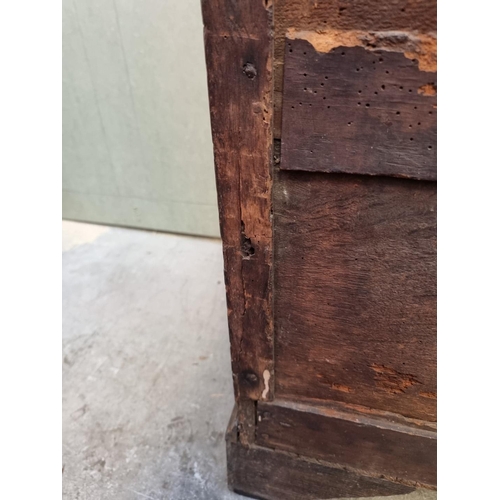 1026 - An 18th century oak panelled chest of drawers, 87cm wide.   ... 