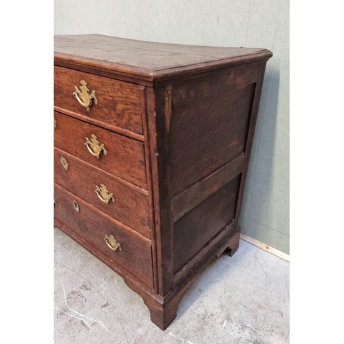 1026 - An 18th century oak panelled chest of drawers, 87cm wide.   ... 