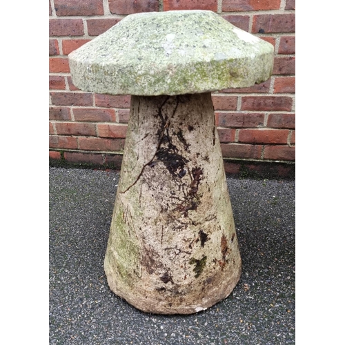 1041 - A pair of antique sandstone staddle stones, 73cm high.