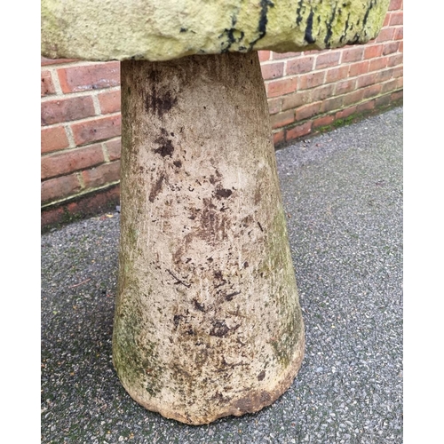 1041 - A pair of antique sandstone staddle stones, 73cm high.