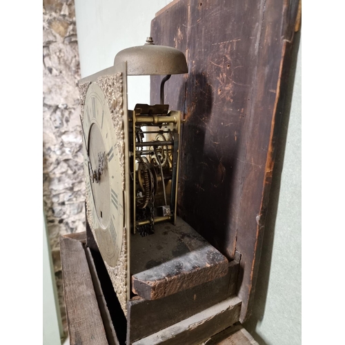 1045 - An 18th century oak thirty hour longcase clock, the 11in brass square dial inscribed 'Thos Hall, Rum... 