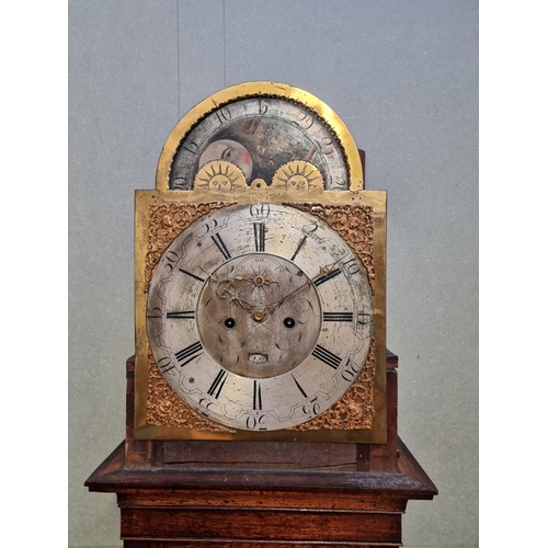 1046 - A George III oak and mahogany eight day longcase clock, the 13in moon phase arch dial inscribed 'E C... 