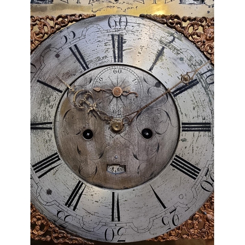 1046 - A George III oak and mahogany eight day longcase clock, the 13in moon phase arch dial inscribed 'E C... 