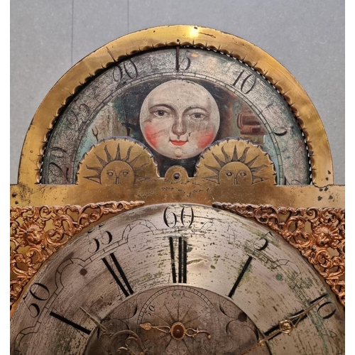 1046 - A George III oak and mahogany eight day longcase clock, the 13in moon phase arch dial inscribed 'E C... 